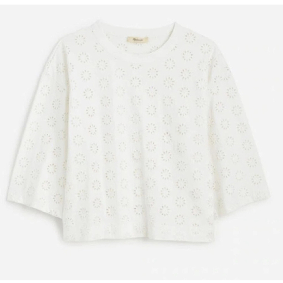 Madewell Tops - NWT Madewell White Embroidered Wide-Sleeve Boxy Tee Womens Size XS in white